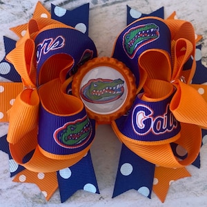 Florida Gators Basketball Hair Bow, Gators Football Hair Bow, Over The Top Hair Bows for Girls, Florida Toddler Bow