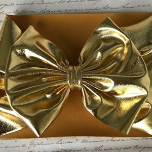 Gold Metallic Headwrap, Shiny Gold Headband for babies and toddlers, Extra Large Stretchy Headband