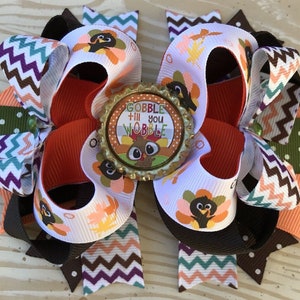 Turkey Hair Bow; Thanksgiving Bows for Girls; Girls multi layered clip; Toddlers Hair Bow: Fall Hairbow