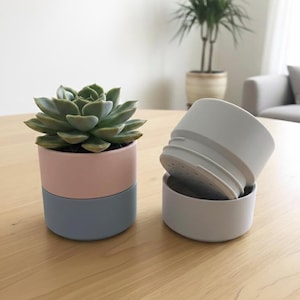 3Dプリント可能なネジ止め式プランターSTL｜スタイリッシュでモダンなデザイン、排水インサート（デジタルダウンロード）