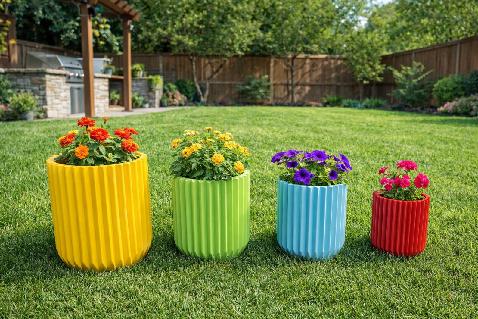 3D Printable Ribbed Planter Set | Modern Minimalist Flower Pots ...