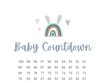 Digitaler Baby Countdown Kalender, 100 Tage Hallo Baby, Schwangerschafts Countdown, Printable PDF Download, Baby Schwangerschaftskalender