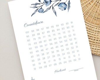 Wedding countdown 100 days | to print yourself | DIN A4 | digital download | printable PDF | wedding | countdown