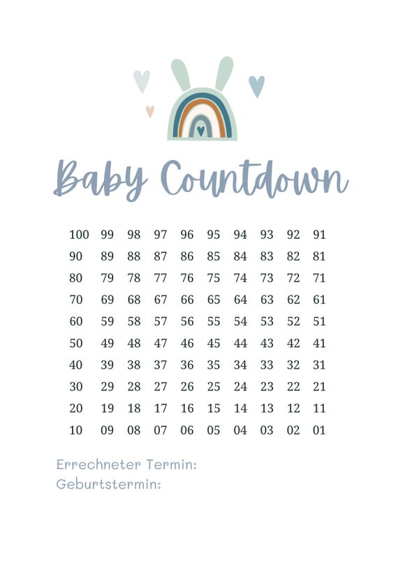 Digital Baby Countdown Calendar, 100 Days Hello Baby, Pregnancy