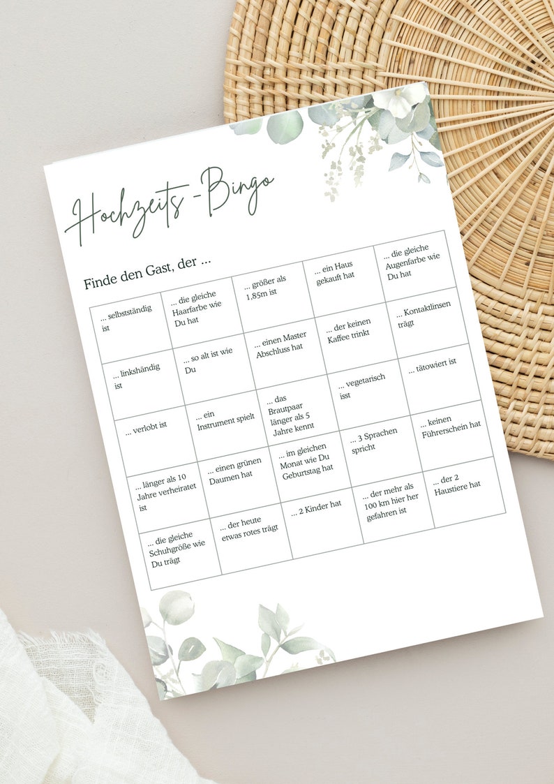 Wedding Bingo | Wedding game | Digital download PDF | Game for bride and groom and guests | Wedding | Party game | Bingo image 5
