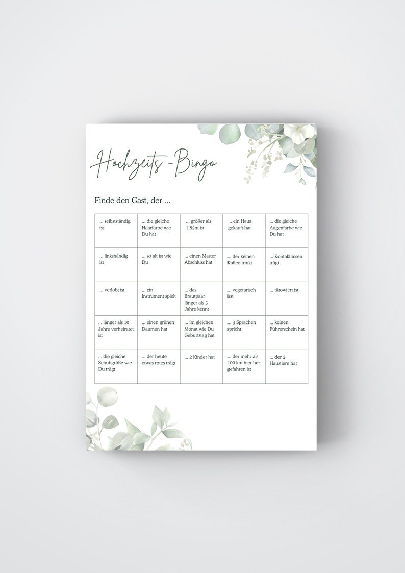 Wedding Bingo | Wedding game | Digital download PDF | Game for bride and groom and guests | Wedding | Party game | Bingo image 2