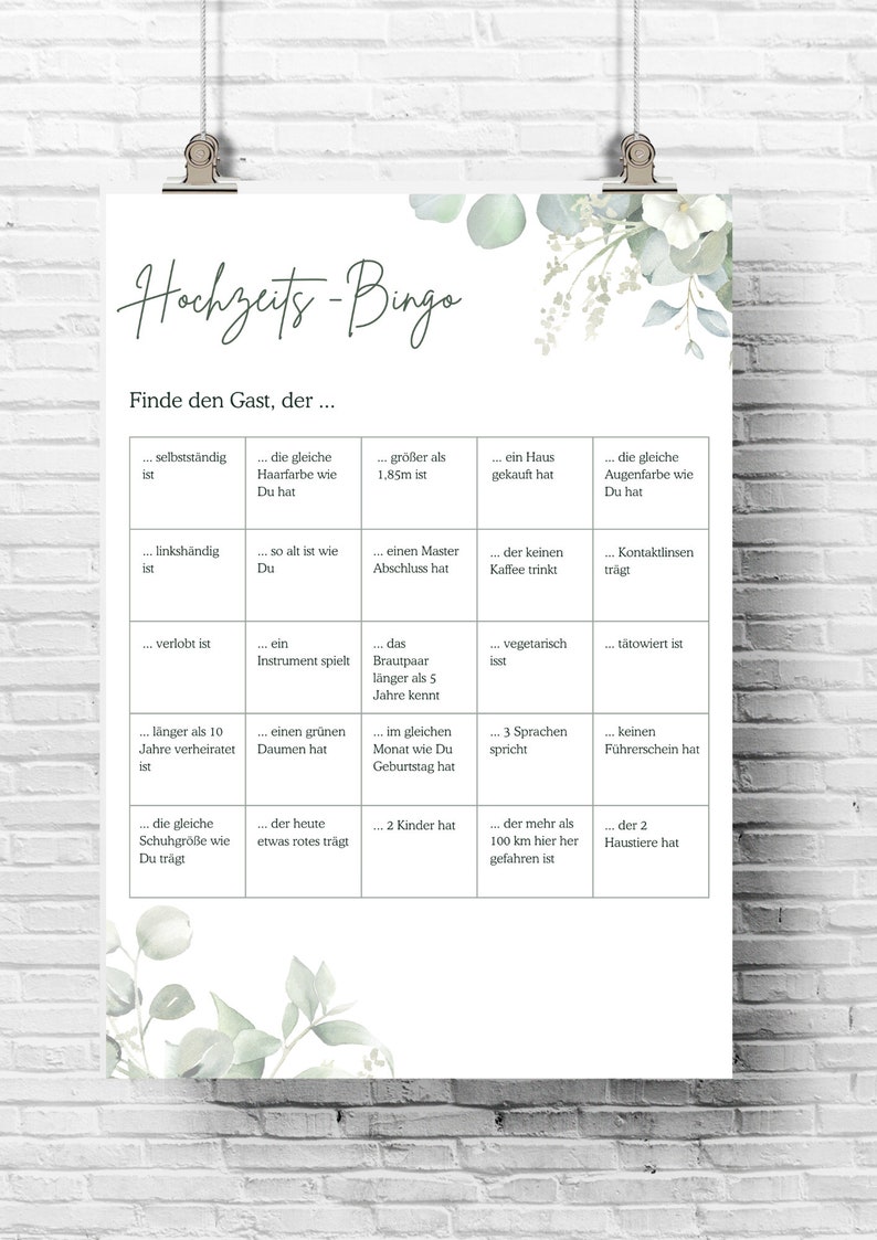 Wedding Bingo | Wedding game | Digital download PDF | Game for bride and groom and guests | Wedding | Party game | Bingo image 3