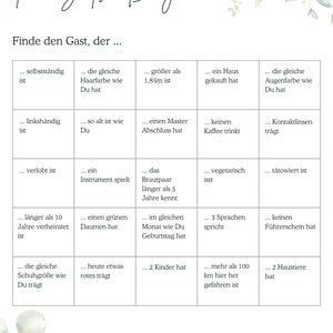 Wedding Bingo | Wedding game | Digital download PDF | Game for bride and groom and guests | Wedding | Party game | Bingo image 6