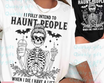 Haunted Skeleton Messy Bun PNG | Funny Halloween Design