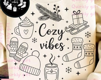 Cosy Vibes Winter, png | Hygge-kerstontwerp (digitale download)