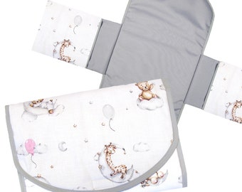 Soft travel changing mat __ BEARS on the moon __ Changing mat __ WATERPROOF pockets