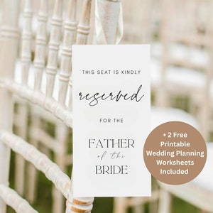 Reserved Chair Tag, Minimalist Reserved Seat Tag, Minimalist Wedding Reserved Seat Sign, Modern Wedding Reserved Tag, Printable Wedding Sign