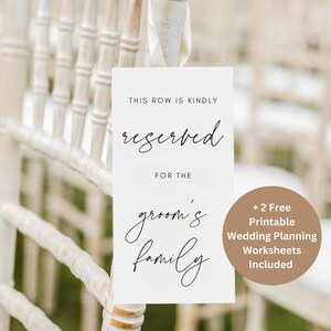 Reserved Chair Tag, Minimalist Reserved Seat Tag, Minimalist Wedding Reserved Seat Sign, Modern Wedding Reserved Tag, Printable Wedding Sign