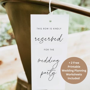 Reserved Chair Tag, Minimalist Reserved Seat Tag, Minimalist Wedding Reserved Seat Sign, Modern Wedding Reserved Tag, Printable Wedding Sign