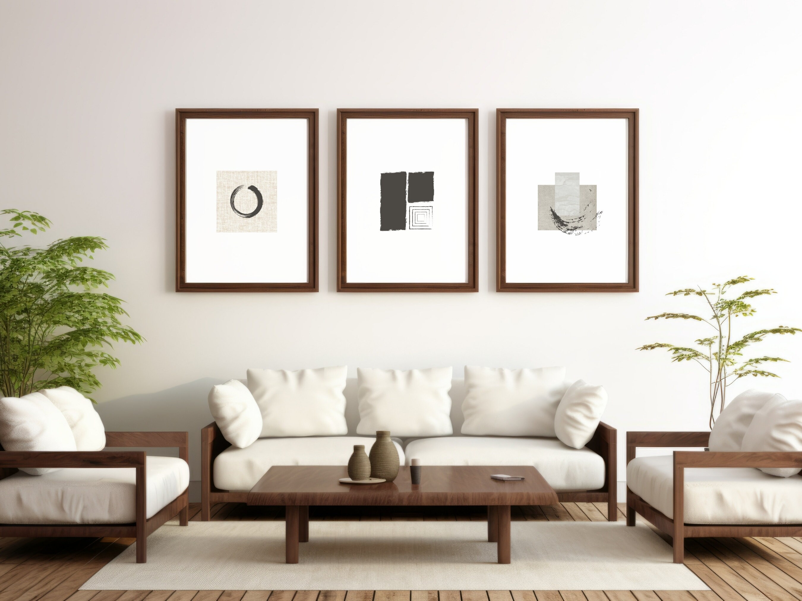 Japandi Wall Art Set of 3, Wabi Sabi Wall Art Set, Abstract Art Prints ...