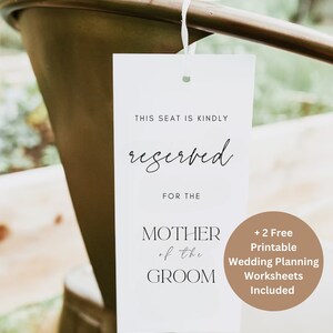 Reserved Chair Tag, Minimalist Reserved Seat Tag, Minimalist Wedding Reserved Seat Sign, Modern Wedding Reserved Tag, Printable Wedding Sign