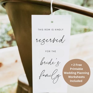 Reserved Chair Tag, Minimalist Reserved Seat Tag, Minimalist Wedding Reserved Seat Sign, Modern Wedding Reserved Tag, Printable Wedding Sign