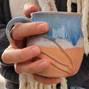 Keramik Tasse 450 ml – handgedrehte Steinzeug Tasse mit einzigartigem Glasurverlauf