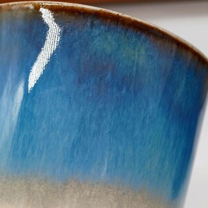 Keramik Trinkbecher handgemacht - Steinzeug Becher 300ml, Kaffeebecher ohne Henkel, spülmaschinenfest, moderner Glasurverlauf, Unikat afbeelding 5