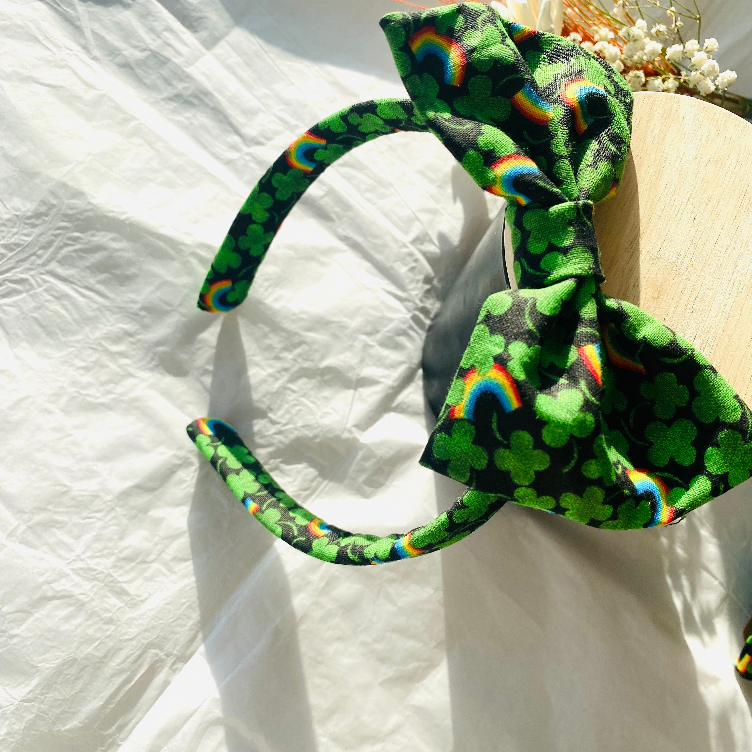 2 Fasce Per Capelli Larghe Con Nodo E Cristalli Colorati - Accessori Moda Per Donna, Regalo San Patrizio, Festa Della Mamma, Compleanno (Verde/Rosa)