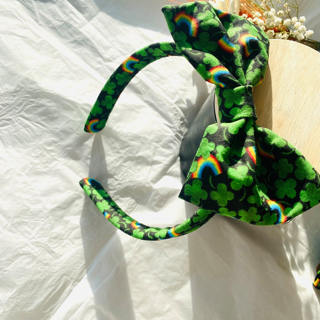 2 Fasce Per Capelli Larghe Con Nodo E Cristalli Colorati - Accessori Moda Per Donna, Regalo San Patrizio, Festa Della Mamma, Compleanno (Verde/Rosa)