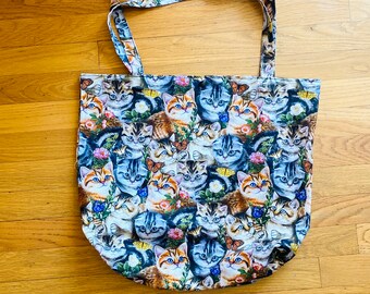 tote bags for everyday uses,tote bag, shoulder tote bag, soft cotton cat fabric tote bag.