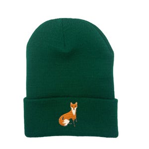 Fox Green Unisex Winter Tuque, Hand-sewn Patch