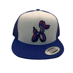 RESERVED Balloon dog white front blue mesh back adjustable Trucker hat