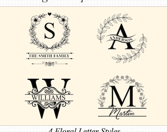 Floral Monogram Alphabet Bundle | Letter SVG, EPS, PDF