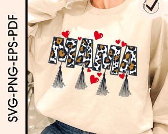 Leopard Print Mama SVG Design: Trendy Varsity Png (Digital Download)