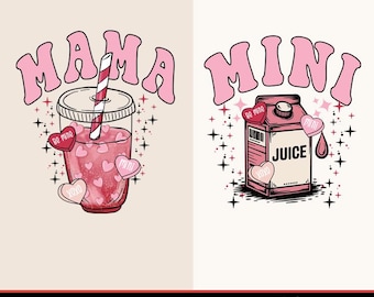 Mama Mini Matching Valentines Png: Retro Heart Design (Digital Download)