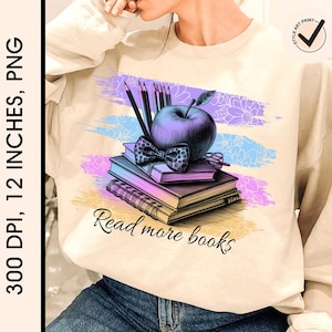 Read More Books Png Design | Colorful Brushes for Book Lovers | Digital Download Art, Reading Decor, Printable Design Art, T-shirt Png
