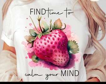 Retro Strawberry T-Shirt Design, Summer Sublimation (PNG)