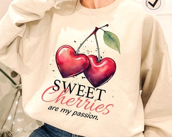 Coquette Cherry Clipart: Summer Fruit PNG, SVG (Digital Download)