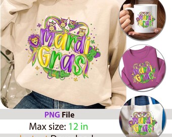 Mardi Gras PNG | Cute Mardi Gras Animals | Carnival Glitter Design | Kids Mardi Gras Shirt PNG | Fat Tuesday Sublimation | Instant Download