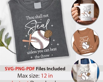 Thou Shall Not Steal Baseball Design, SVG PNG PDF (Digital Download)