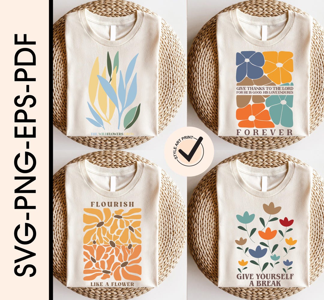 Abstract Flower Svg and Png Bundle, Danish Flower Svg, Retro Flower Svg ...