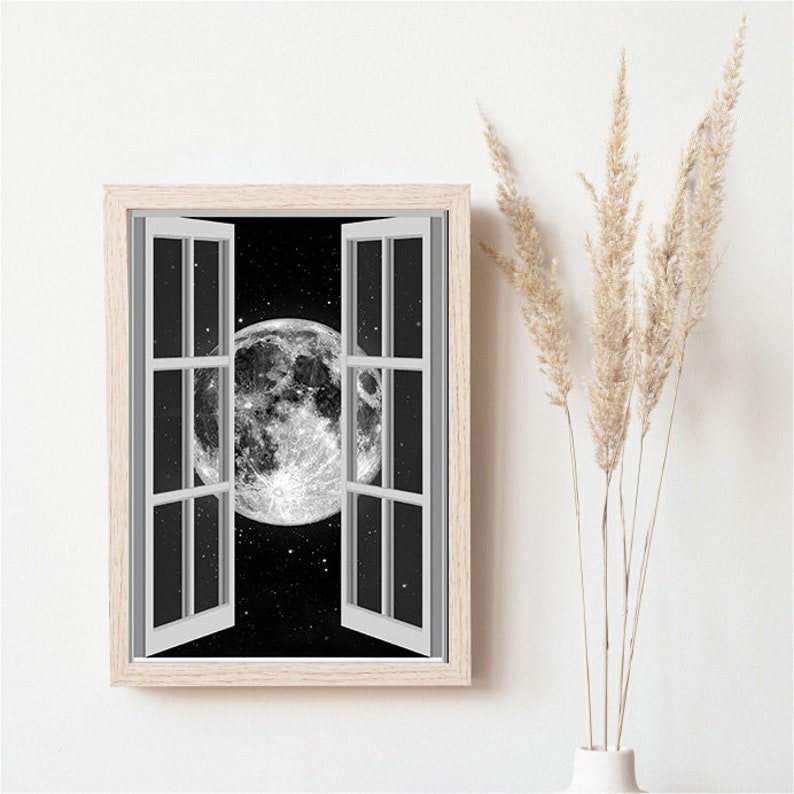 Moon Window View Wall Art: Modern Abstract Print (digital Download) - Etsy