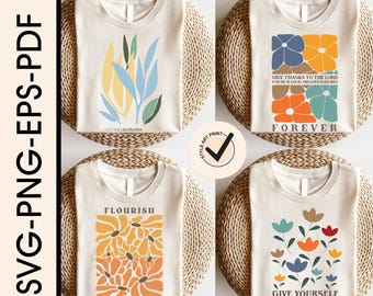 Abstract Flower SVG Bundle: Danish Retro Boho Floral PNG (Digital Download)