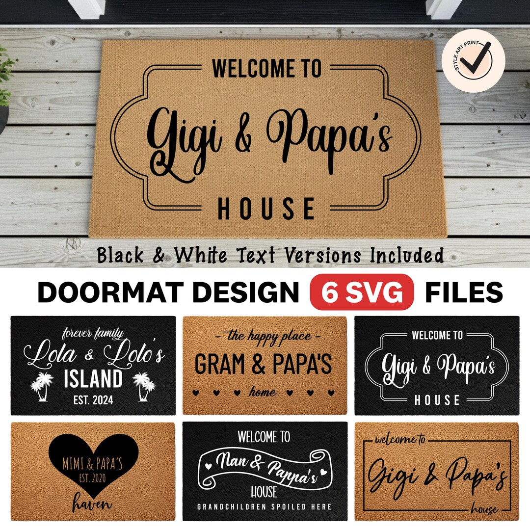 Personalized Family Welcome Mat SVG | 6 Porch Stencil Designs (digital ...