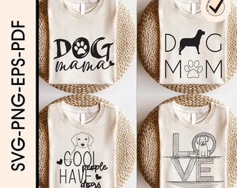 Boho Dog Mama SVG Bundle: Retro Groovy Dog Clipart (Digital Download)