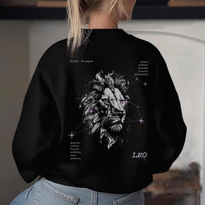 Leo zodiac sweatshirt, leo birthday gift, leo shirt, zodiac shirt, black leo shirt, lion sweatshirt