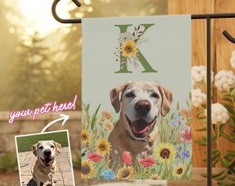 Custom Pet Photo Garden Flag | Spring + Summer Wildflower Design