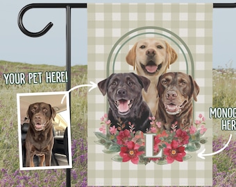 Custom Pet Photo Garden Flag: Monogram Dog or Cat Flag