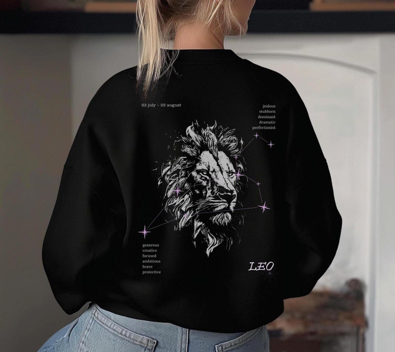 Leo zodiac sweatshirt, leo birthday gift, leo shirt, zodiac shirt, black leo shirt, lion sweatshirt