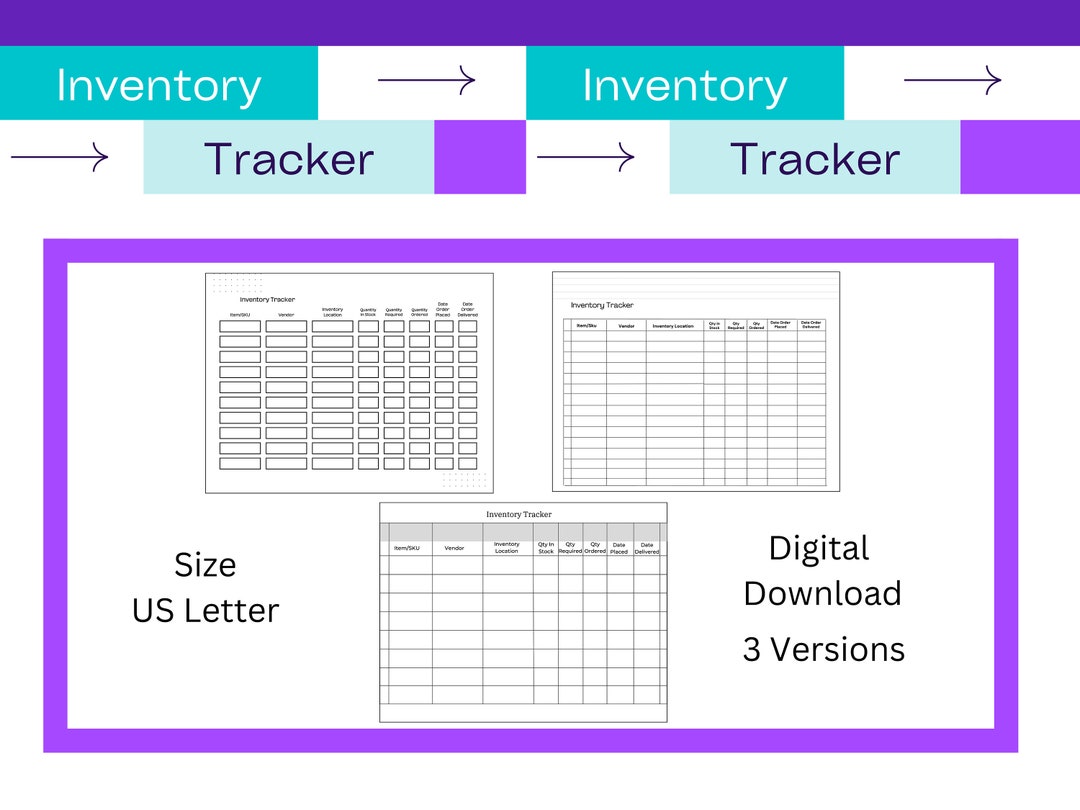 Inventory Tracker Printable, Inventory Log Sheet, US Letter (digital ...