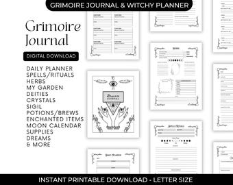 Grimoire Journal, Witchy Planner, Spells, Herbs, Crystals (Digital Download)