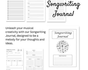 Songwriting Journal, Music Notebook, Creative Songwriting Ideas (Digital Download)