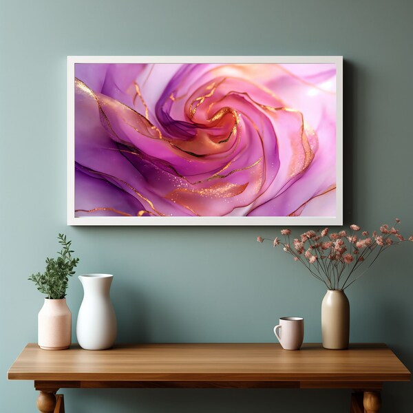 Abstract Fluid Pink Purple Gold Wall Art, Luxury Fluid Wall Art, Abstract Wall Art, Digital Wall Art, Printable Wall Art, Digital Download