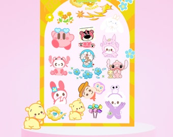 Cute Characters Vinyl A6 Sticker Sheet